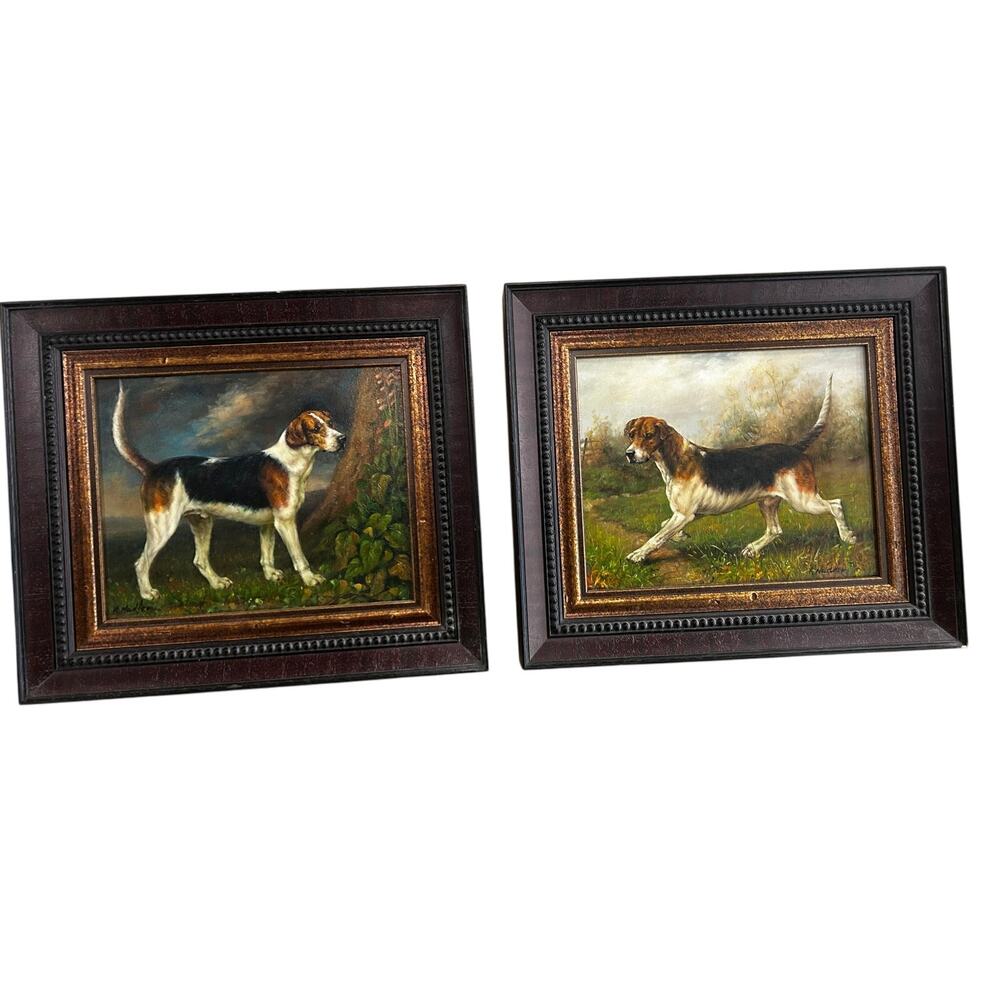 Sporting Dog Oil Paintings 14x14 (2 total) free shipping